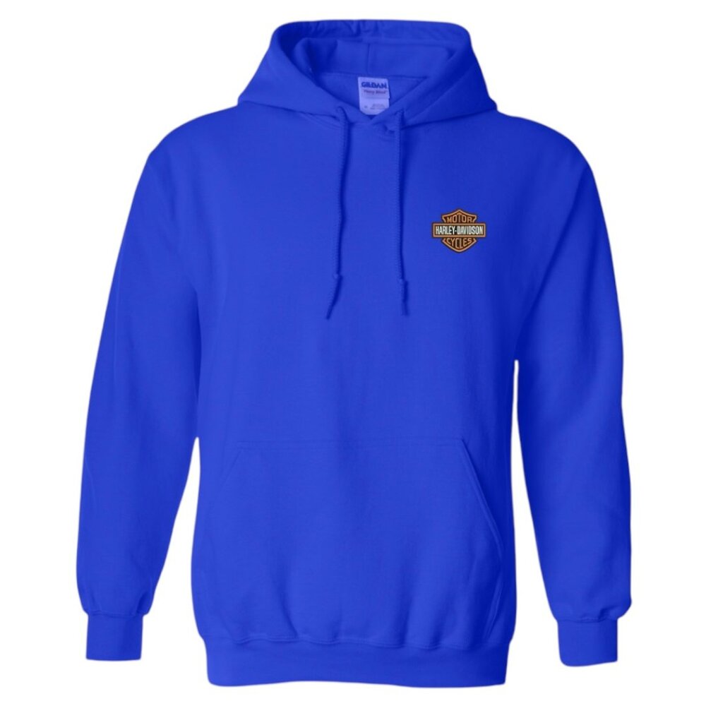 Men's Harley-Davidson Motorcycle Logo Embroidered Pullover Hoodie - Royal Blue